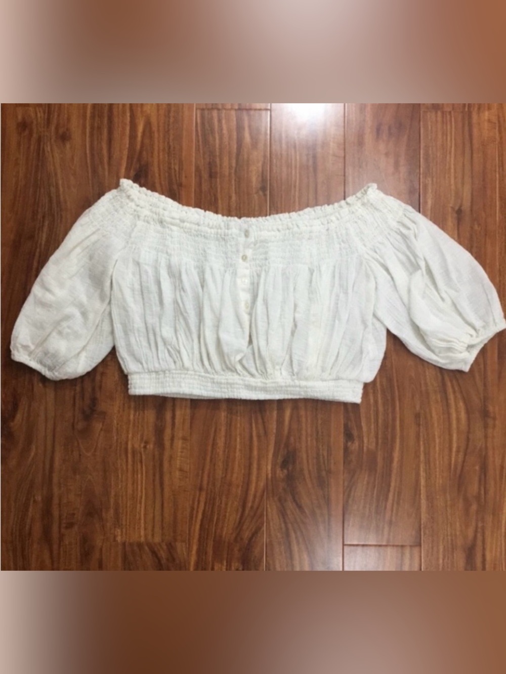 Free People We the Free Womens Ivory Gauzy Oversize Prairie Boho Blouse Size M
